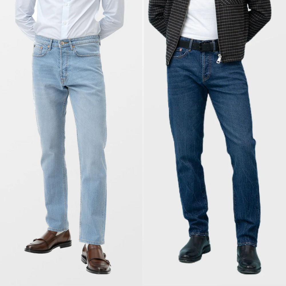 JAKE SLIM IN LIGHT BLUE & DANIEL SLIM IN DARK BLUE